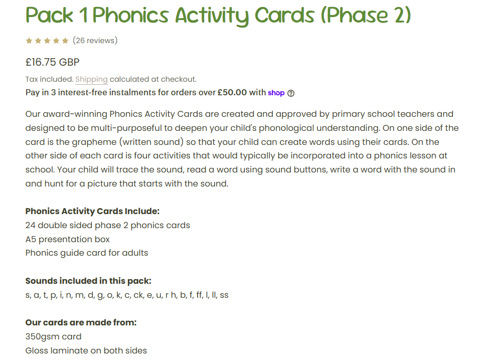 A competitor product page opening with a product-code title and six dense paragraphs of specification copy